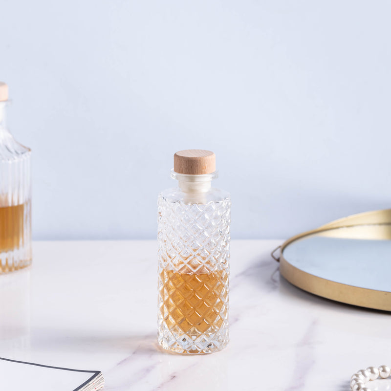 Long Rhombus Textured Decanter Bottle - Water bottle, juice bottle, glass bottle | Bottle for Travelling & Dining Table