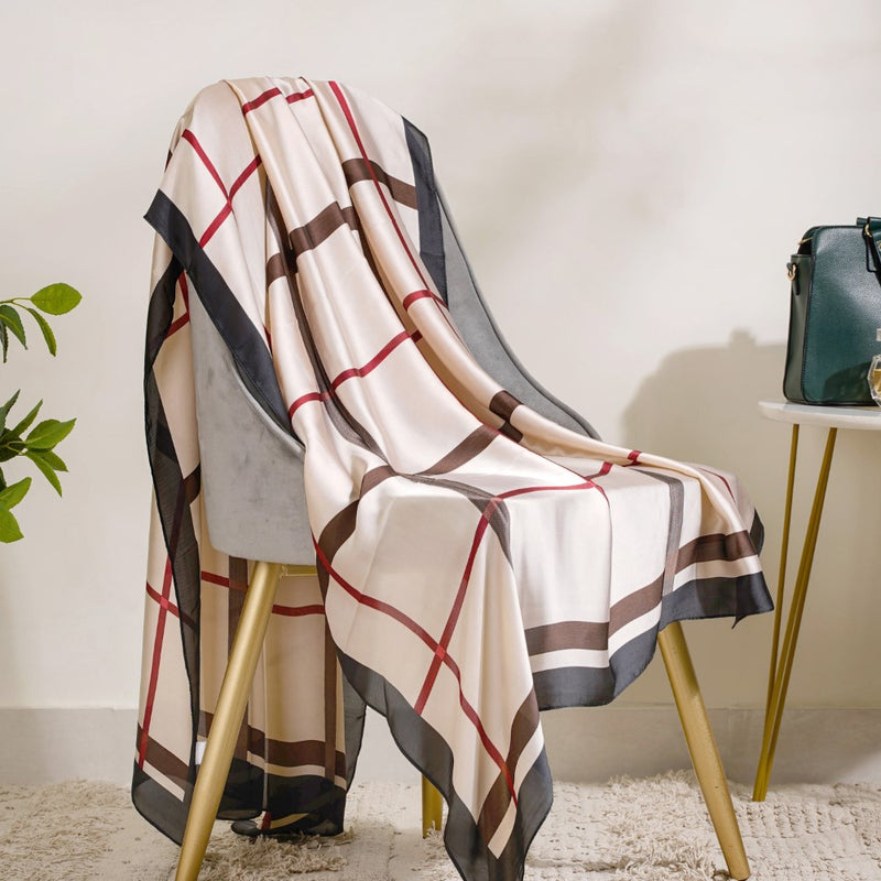Plaid Modern Check Scarf Beige