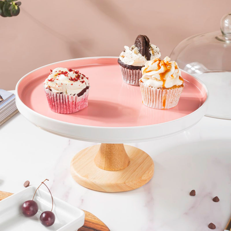  Cake Stand With Cloche Pink 9.5 Inch