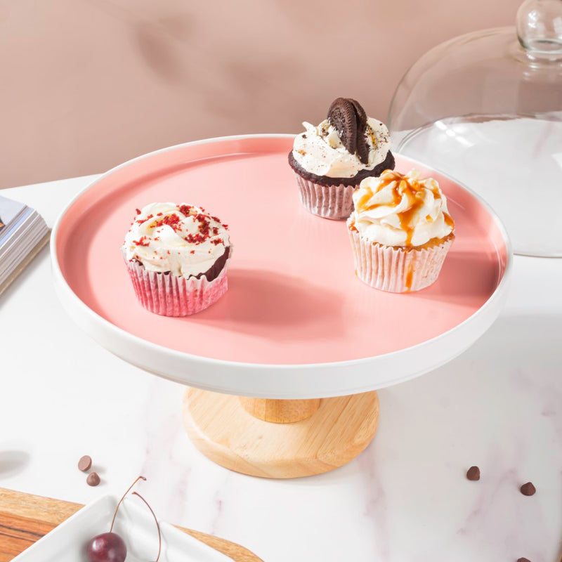  Cake Stand With Cloche Pink 9.5 Inch