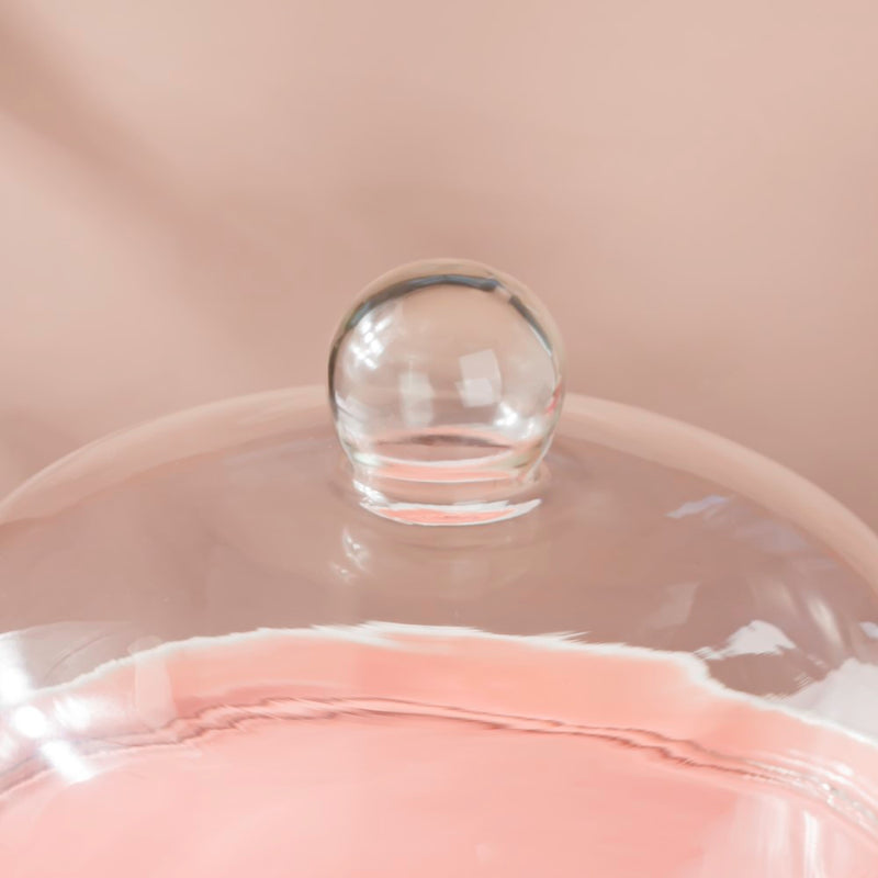  Cake Stand With Cloche Pink 9.5 Inch