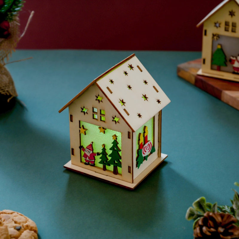 Illuminate DIY Santa LED Wooden House Decor Large - Showpiece | Home decor item | Room decoration item