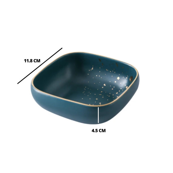 CARA square bowl - Midnight Green 250 ml - Bowl, ceramic bowl, snack bowls, curry bowl, popcorn bowls | Bowls for dining table & home decor