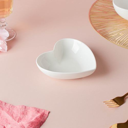 White Heart Snack Bowl 350 ml - Bowl,ceramic bowl, snack bowls, curry bowl, popcorn bowls | Bowls for dining table & home decor