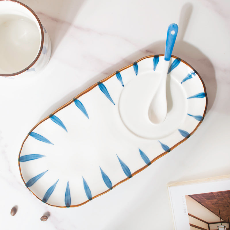 Nitori Teardrop Cup And Tray Set With Spoon- Tea cup, coffee cup, cup for tea | Cups and Mugs for Office Table & Home Decoration