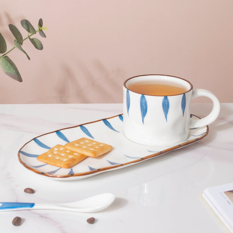 Nitori Teardrop Cup And Tray Set With Spoon- Tea cup, coffee cup, cup for tea | Cups and Mugs for Office Table & Home Decoration