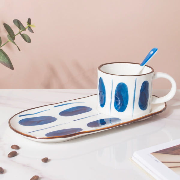 Nitori Teacup And Tray Set With Spoon- Tea cup, coffee cup, cup for tea | Cups and Mugs for Office Table & Home Decoration