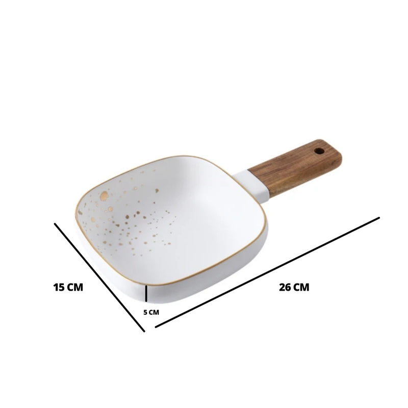 CARA bowl with wooden handle - classic white - Serving bowls, noodle bowl, snack bowls, curry bowl | Bowls for dining & home decor