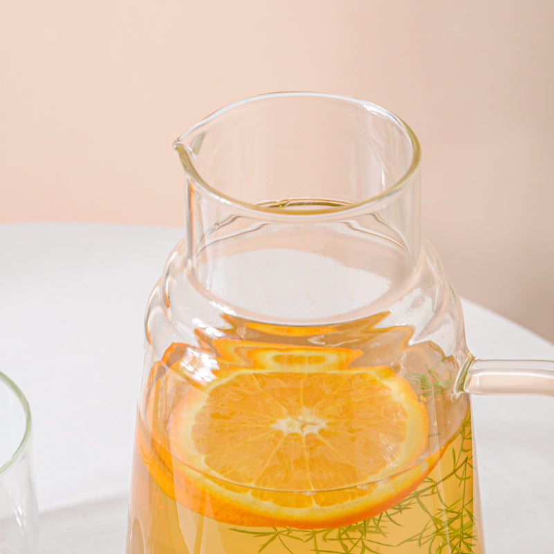 Glass Mug and Jug Set - Tea set, glass jug set, glassware set | Drinkware set for Dining table & Home decor