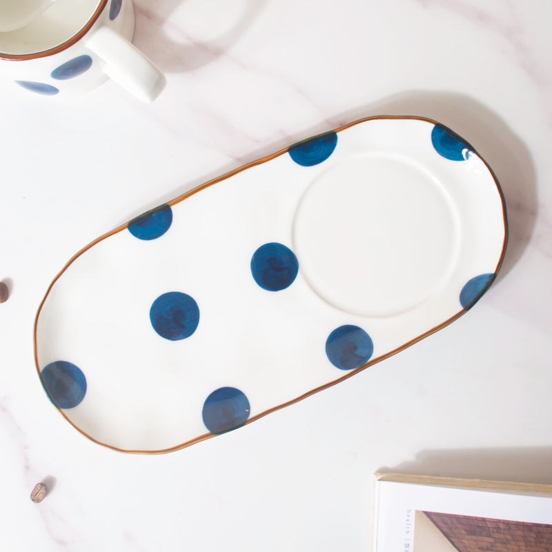 Polka Dot Cup And Tray Set With Spoon- Tea cup, coffee cup, cup for tea | Cups and Mugs for Office Table & Home Decoration