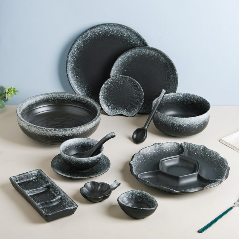 Galaxy Stone Pottery Side Bowl Black 250 ml - Bowl, soup bowl, ceramic bowl, snack bowls, curry bowl, popcorn bowls | Bowls for dining table & home decor