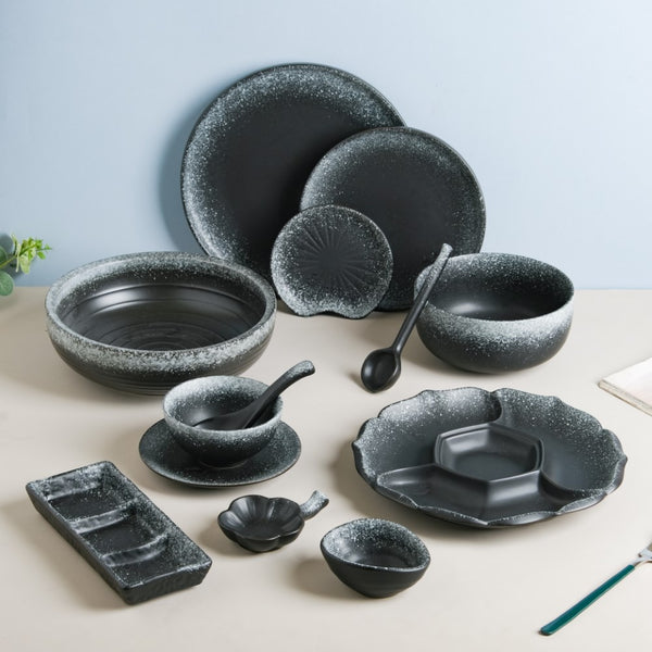 Galaxy Stone Pottery Dessert Small Plate Black - Serving plate, small plate, snacks plates | Plates for dining table & home decor