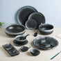 Galaxy Stone Pottery Section Party Platter Matte Black - Serving plate, snack plate, momo plate, plate with compartment | Plates for dining table & home decor