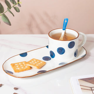 Polka Dot Cup And Tray Set With Spoon