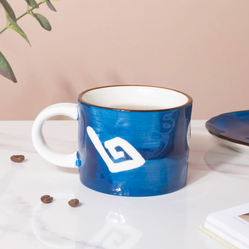 Nitori Spiral Cup And Tray Set With Spoon- Tea cup, coffee cup, cup for tea | Cups and Mugs for Office Table & Home Decoration