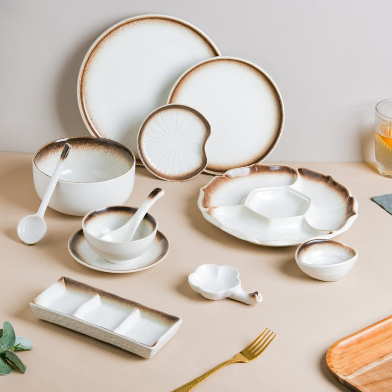 Cavern Clay Leaf Small Plate White - Serving plate, small plate, snacks plates | Plates for dining table & home decor