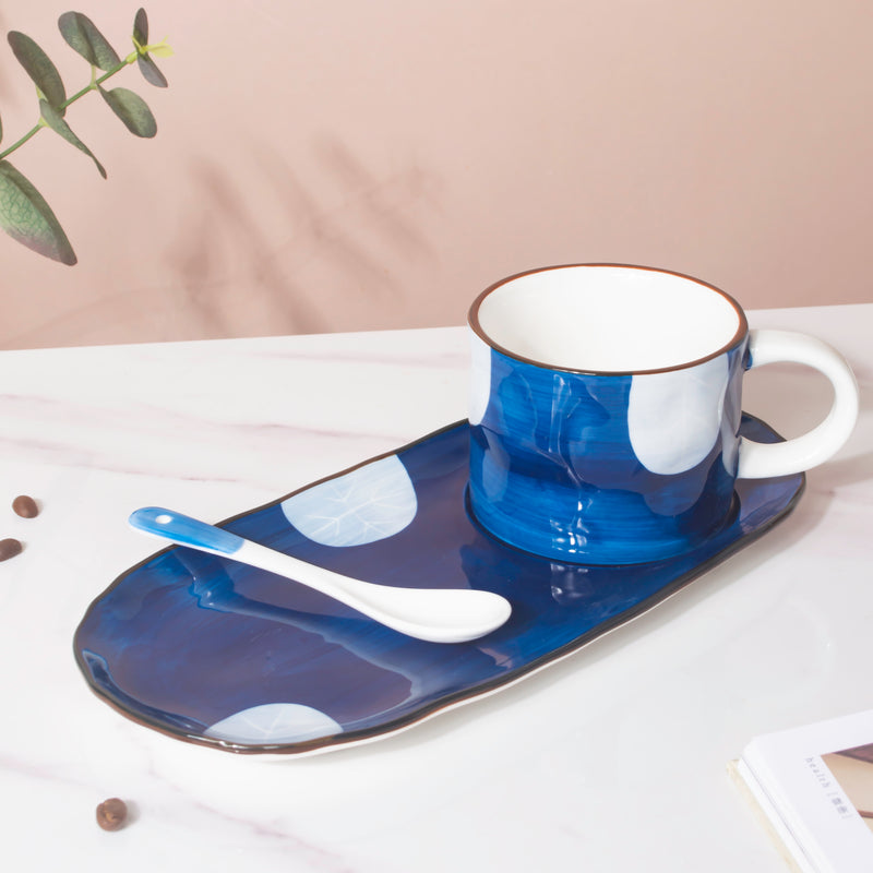 Nitori Tea Time Cup And Tray Set With Spoon- Tea cup, coffee cup, cup for tea | Cups and Mugs for Office Table & Home Decoration