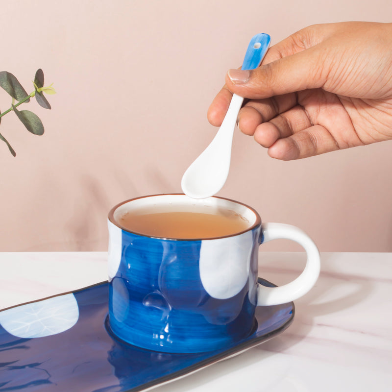 Nitori Tea Time Cup And Tray Set With Spoon- Tea cup, coffee cup, cup for tea | Cups and Mugs for Office Table & Home Decoration