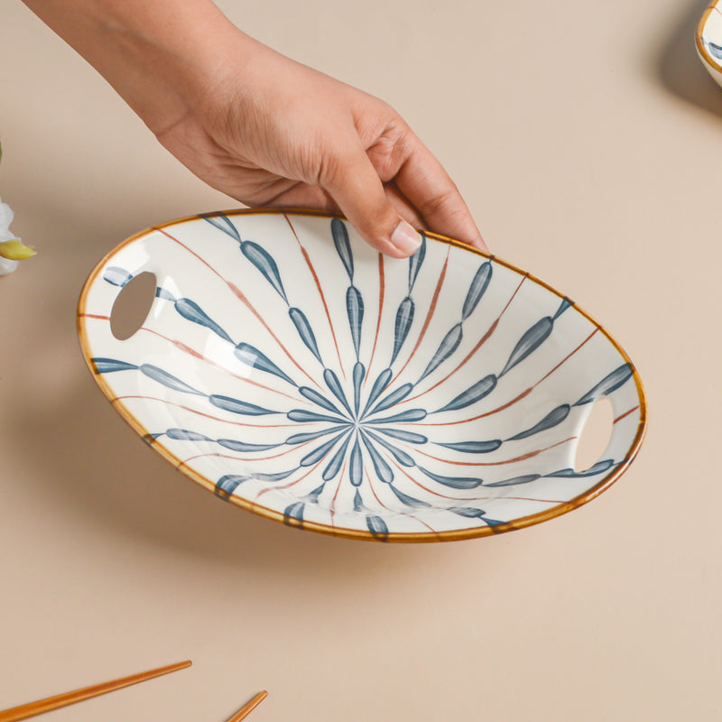 Mizo Teardrop Ceramic Baking Bowl With Handle 8 inch - Bowl, ceramic bowl, serving bowls, noodle bowl, salad bowls, bowl for snacks, baking bowls, large serving bowl, bowl with handle | Bowls for dining table & home decor