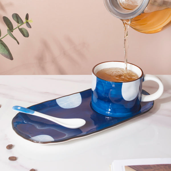 Nitori Tea Time Cup And Tray Set With Spoon- Tea cup, coffee cup, cup for tea | Cups and Mugs for Office Table & Home Decoration