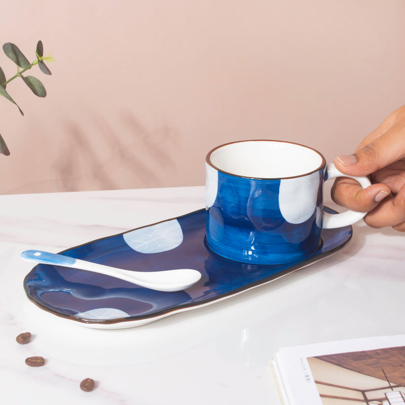 Nitori Tea Time Cup And Tray Set With Spoon- Tea cup, coffee cup, cup for tea | Cups and Mugs for Office Table & Home Decoration