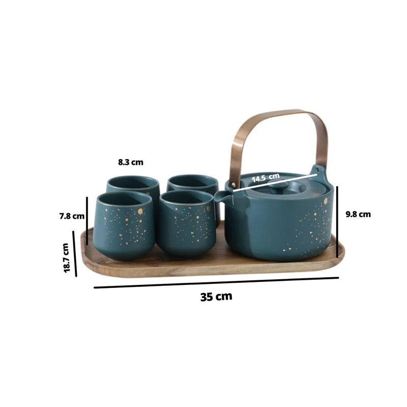 CARA Green Tea set - Tea cup set, tea set, teapot set | Tea set for Dining Table & Home Decor