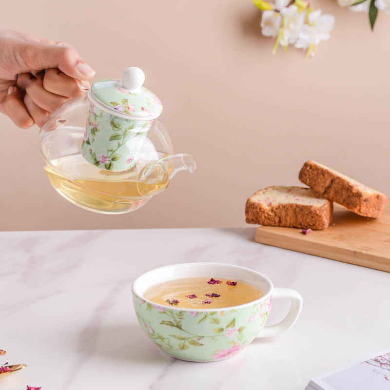 JARDIN Me-Time Teapot Cup Set - Tea cup set, tea set, teapot set | Tea set for Dining Table & Home Decor