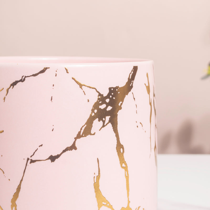 Halcyon Gold Pink Marble Ceramic Planter With Legs Large - Indoor planters and flower pots | Home decor items