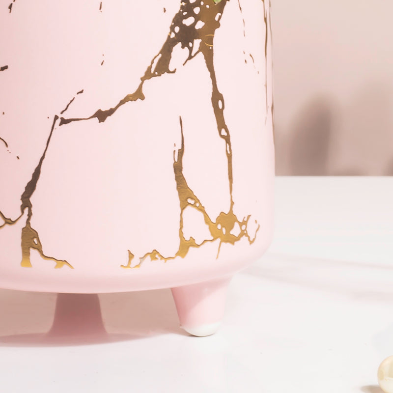 Halcyon Gold Pink Marble Ceramic Planter With Legs Large - Indoor planters and flower pots | Home decor items