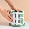 Green And White Pot With Plate - Indoor planters and flower pots | Home decor items