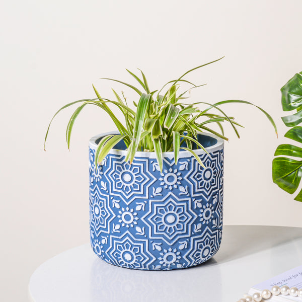 Intricate Design Blue Pot - Plant pot and plant stands | Room decor items
