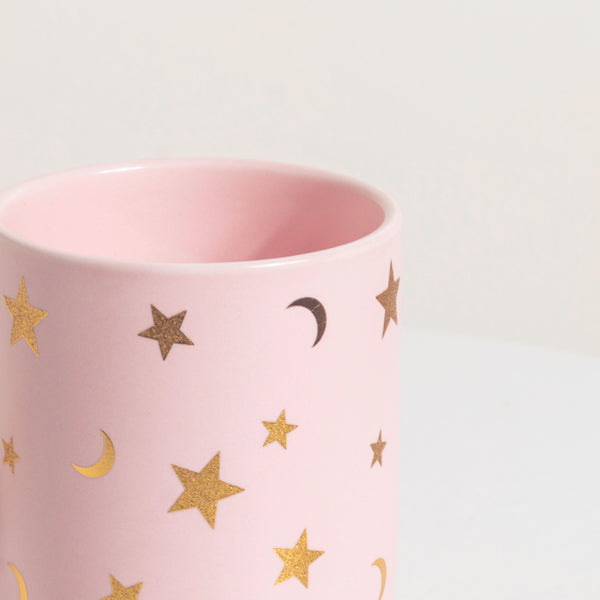 Stars and Moons Pink Ceramic Planter
