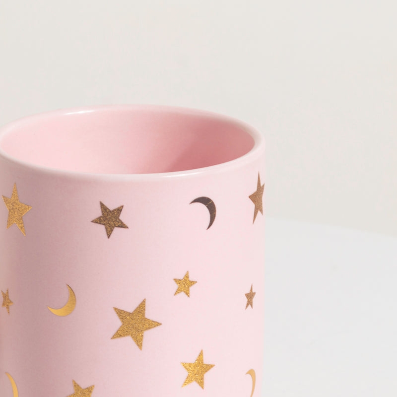 Stars and Moons Pink Ceramic Planter