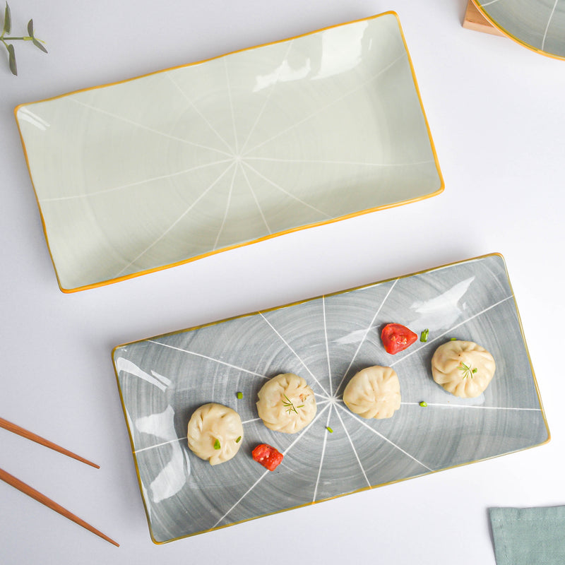 Willow Light Grey Ceramic Platter 12 inch - Ceramic platter, serving platter, fruit platter | Plates for dining table & home decor