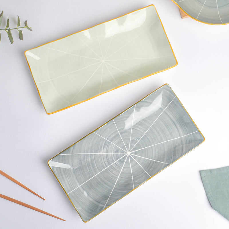 Willow Dark Grey Ceramic Long Plate 11 inch - Ceramic platter, serving platter, fruit platter | Plates for dining table & home decor