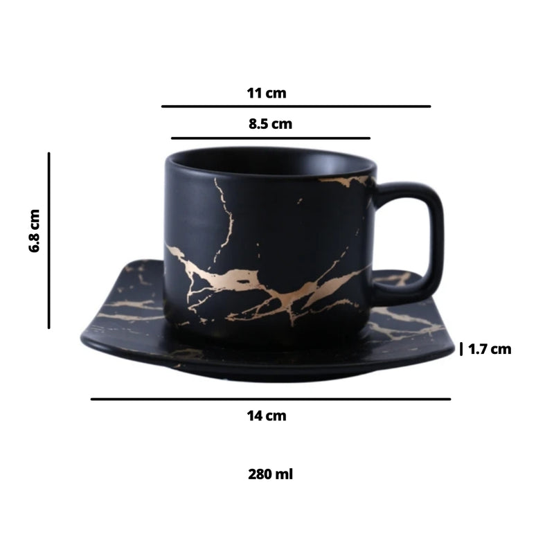 Marble Tea Cup and Saucer- Tea cup, coffee cup, cup for tea | Cups and Mugs for Office Table & Home Decoration