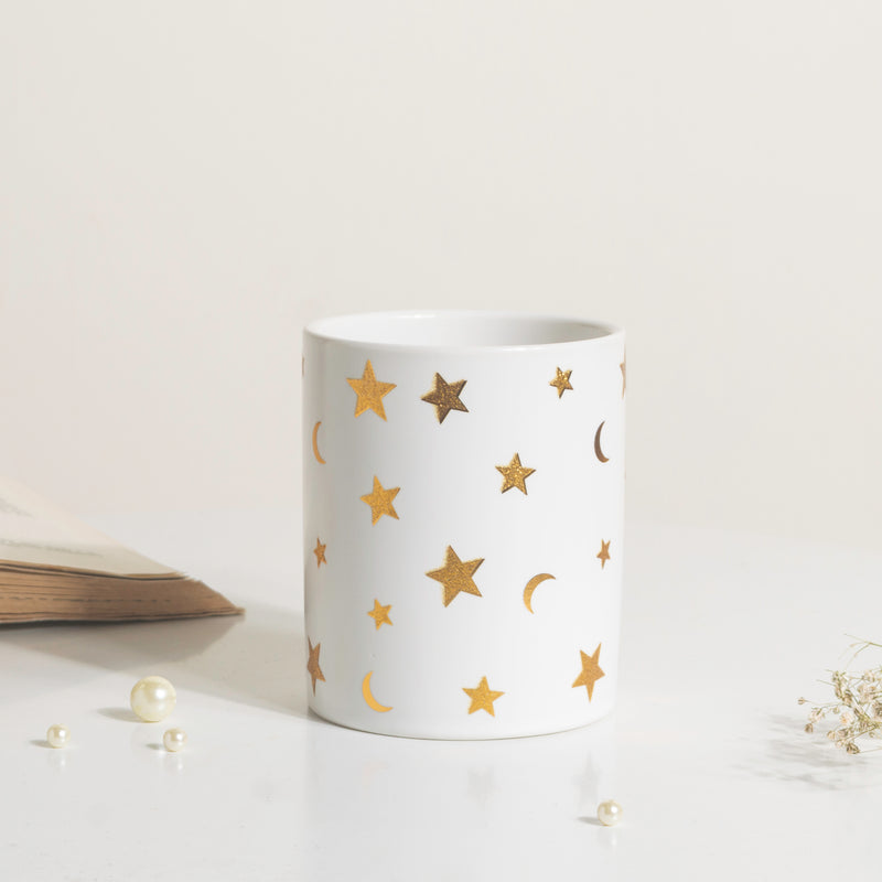 Stars and Moons White Ceramic Planter