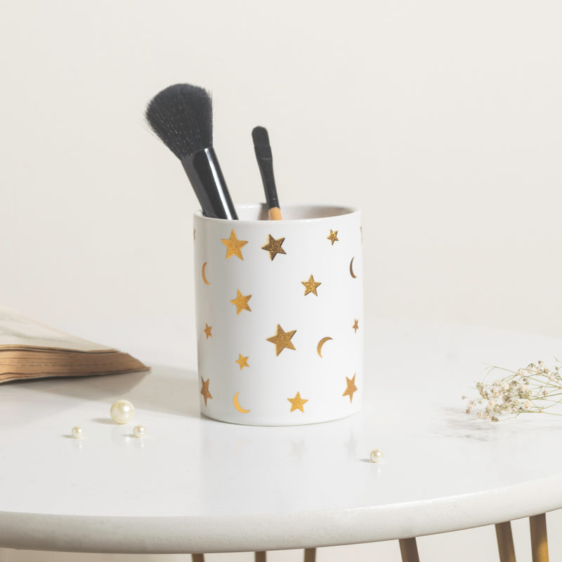 Stars and Moons White Ceramic Planter