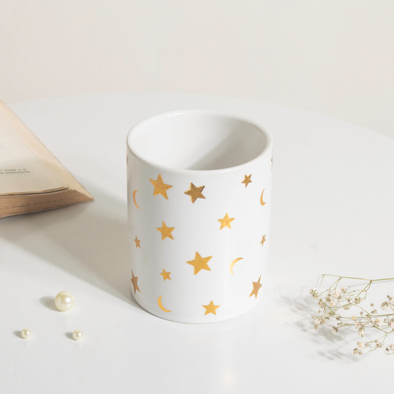 Stars and Moons White Ceramic Planter