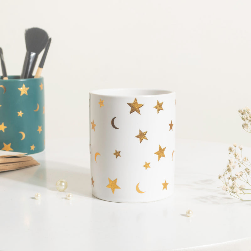 Stars and Moons White Ceramic Planter