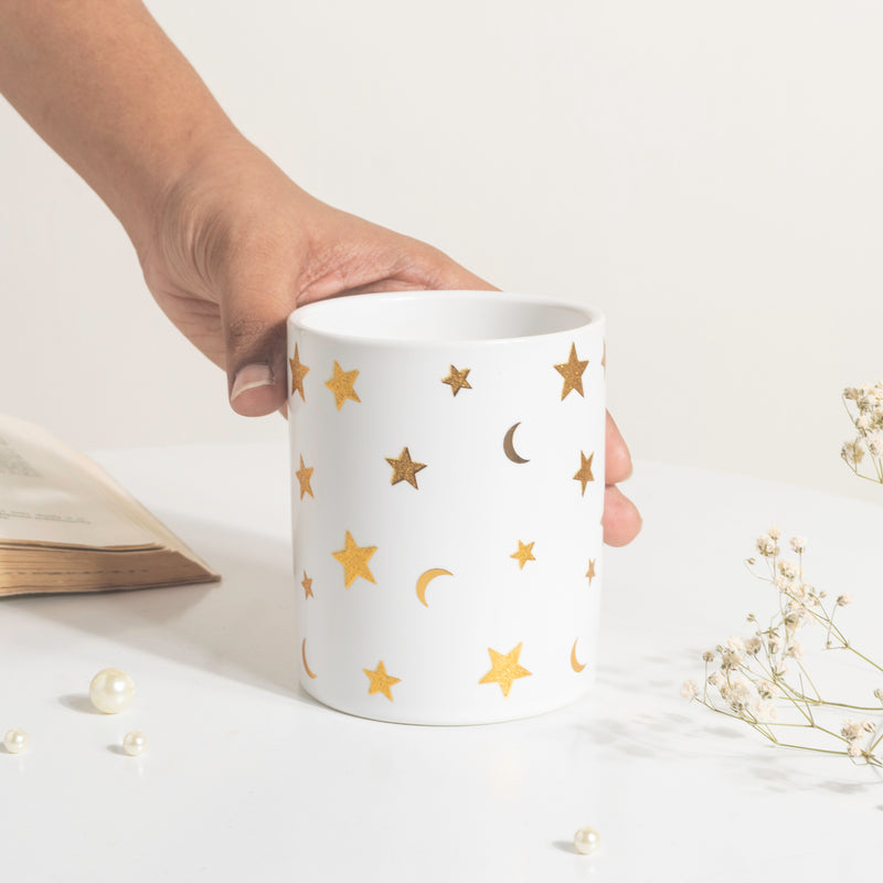 Stars and Moons White Ceramic Planter