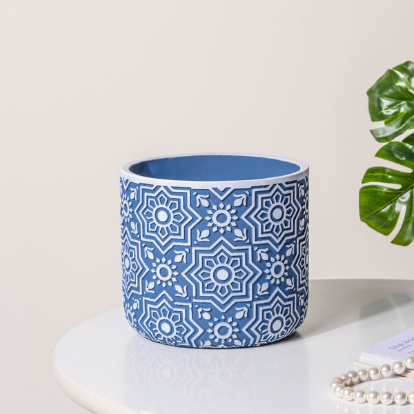 Intricate Design Blue Pot - Plant pot and plant stands | Room decor items