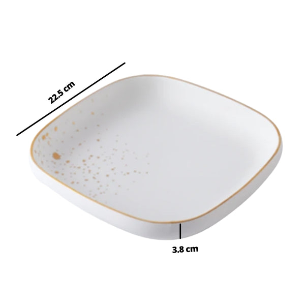 CARA White Square Deep Plate - Serving plate, snack plate, dessert plate | Plates for dining & home decor