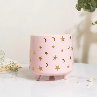 Stars and Moons Pink Ceramic Planter Large