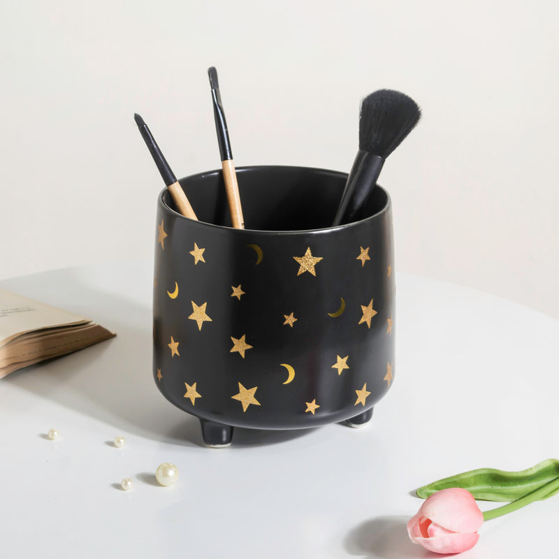 Stars and Moons Black Ceramic Planter Large - Indoor planters and flower pots | Home decor items
