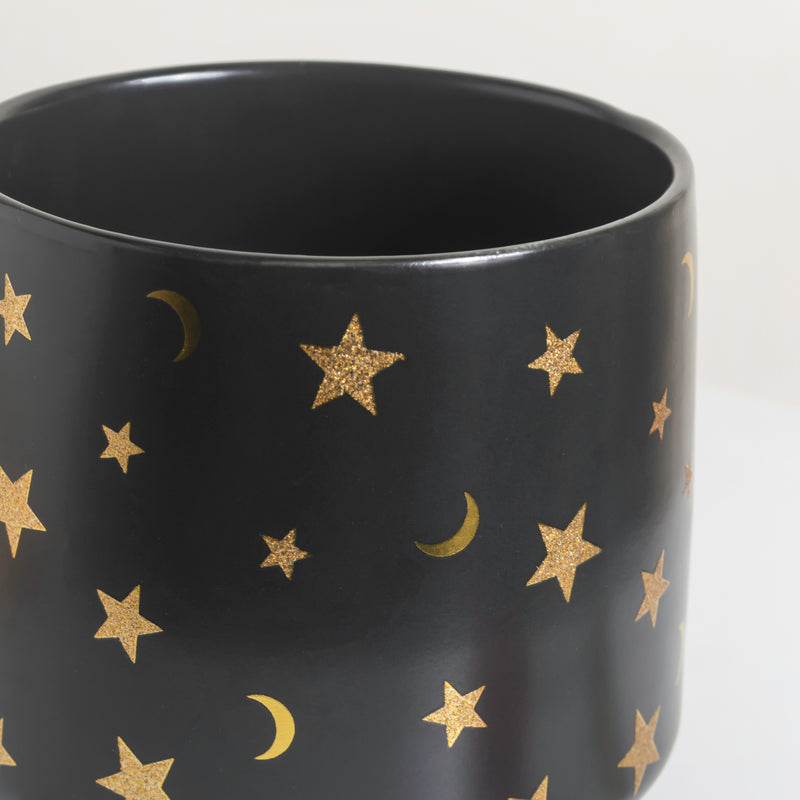 Stars and Moons Black Ceramic Planter Large - Indoor planters and flower pots | Home decor items