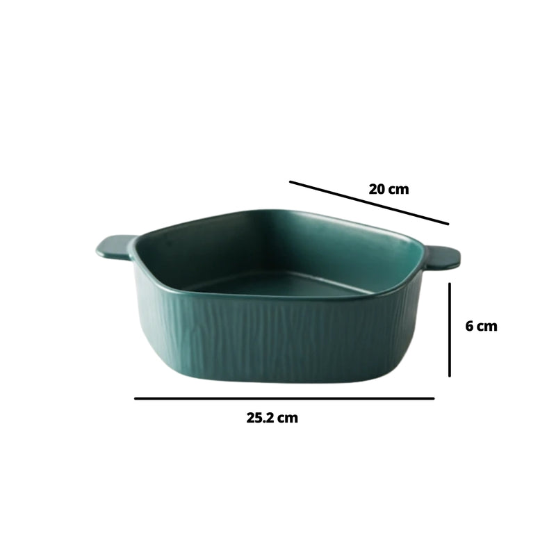 Pentagon Serving Bowl Green - Bowl, ceramic bowl, serving bowls, noodle bowl, salad bowls, bowl for snacks, baking bowls, large serving bowl, bowl with handle | Bowls for dining table & home decor