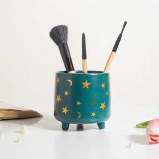 Stars and Moons Green Ceramic Planter Small