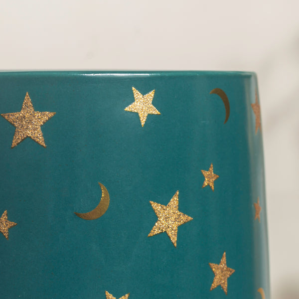 Stars and Moons Green Ceramic Planter Large - Indoor planters and flower pots | Home decor items