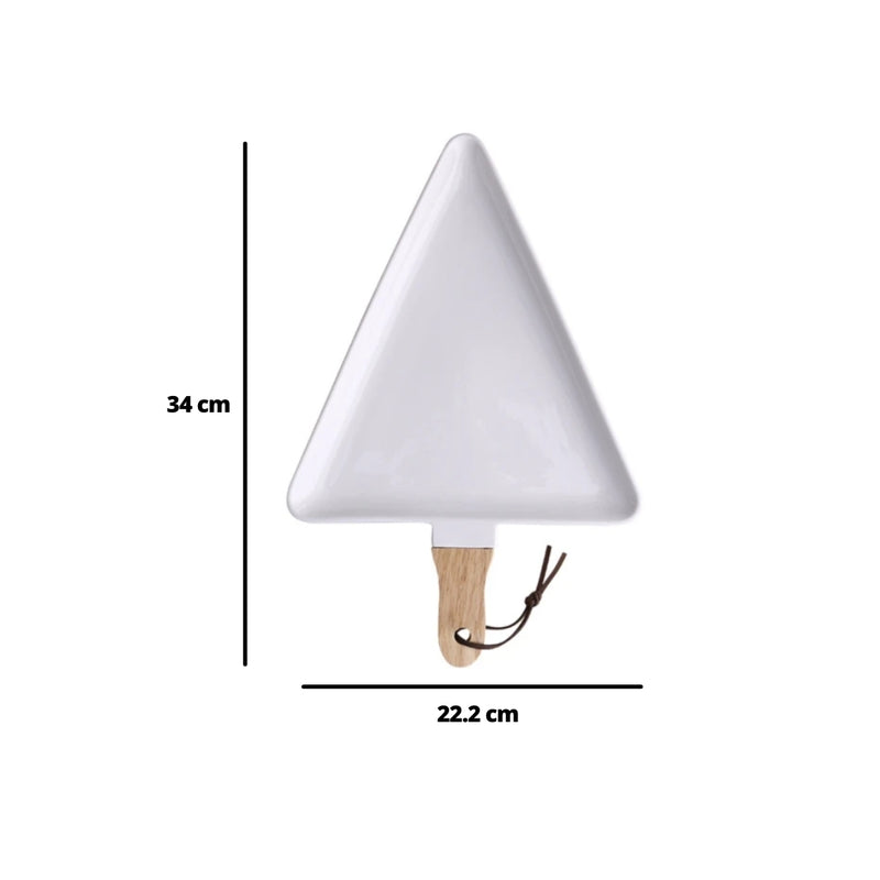 White Triangle Plate Large - Ceramic platter, serving platter, fruit platter | Plates for dining table & home decor